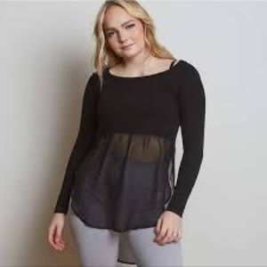 BEBE high low semi half sheer black sweater